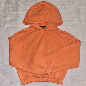ZARA Bright Orange Cropped Hoodie size Small